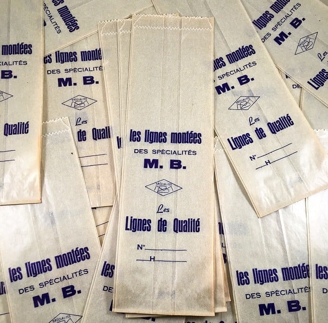 sachet ancien peche pecheur ancien vintage lignes M. B. 1960
