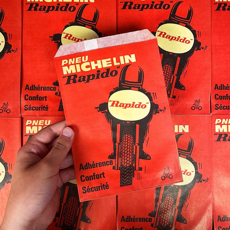 sachet emballage michelin rapido moto 1970 1960 ancien illustration deux roues