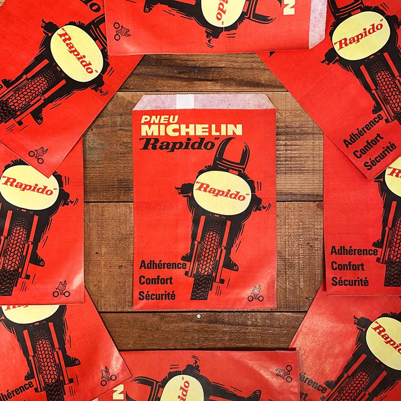 sachet emballage michelin rapido moto 1970 1960 ancien illustration deux roues