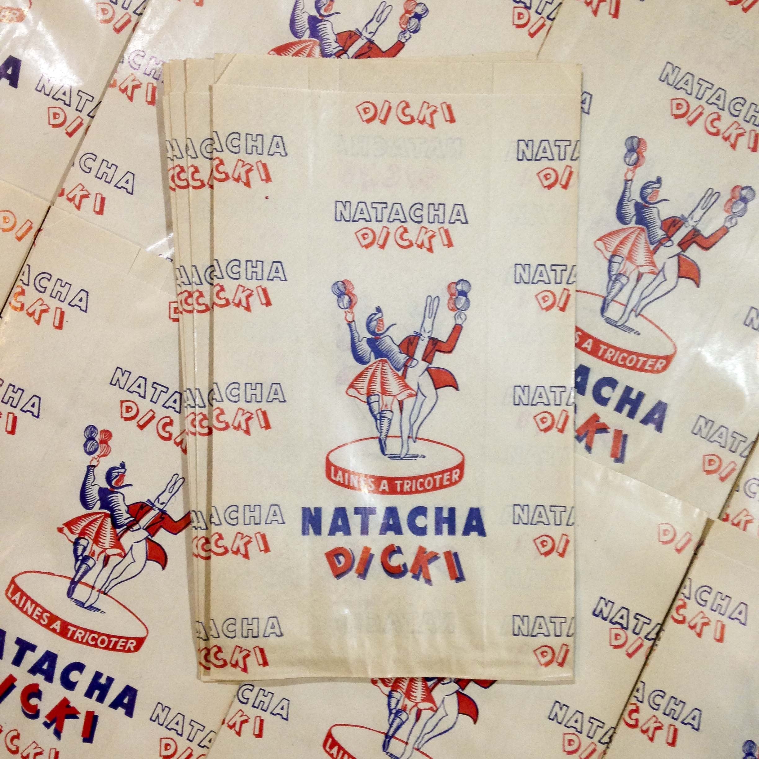 natacha dicki sachet papier ancien vintage  mercerie 1960 laines tricoter