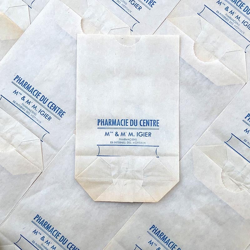 sachet pharmacie du centre m mme igier macon ancien stock vintage 1940 1930 emballage soufflet