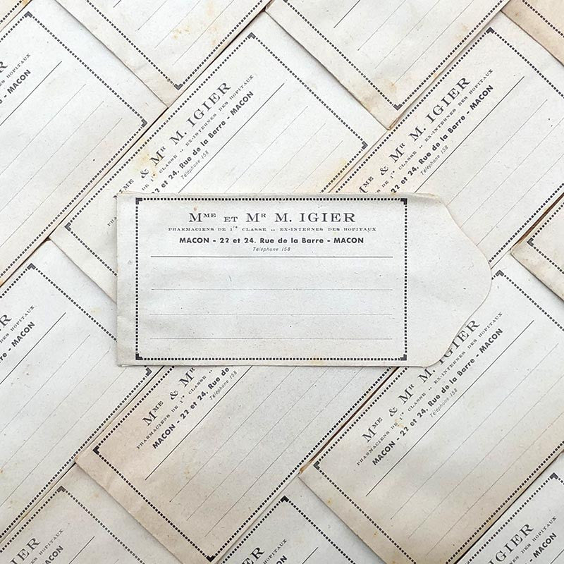 sachet pharmacie m mme igier macon ancien stock vintage 1940 1930 emballage