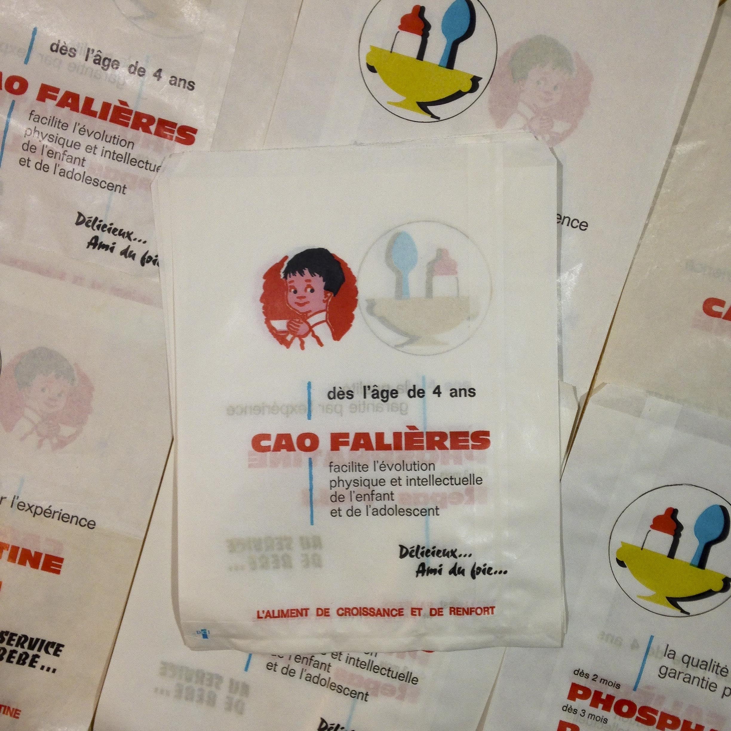 sachet papier ancien phosphatine car falières pharmacie 1960