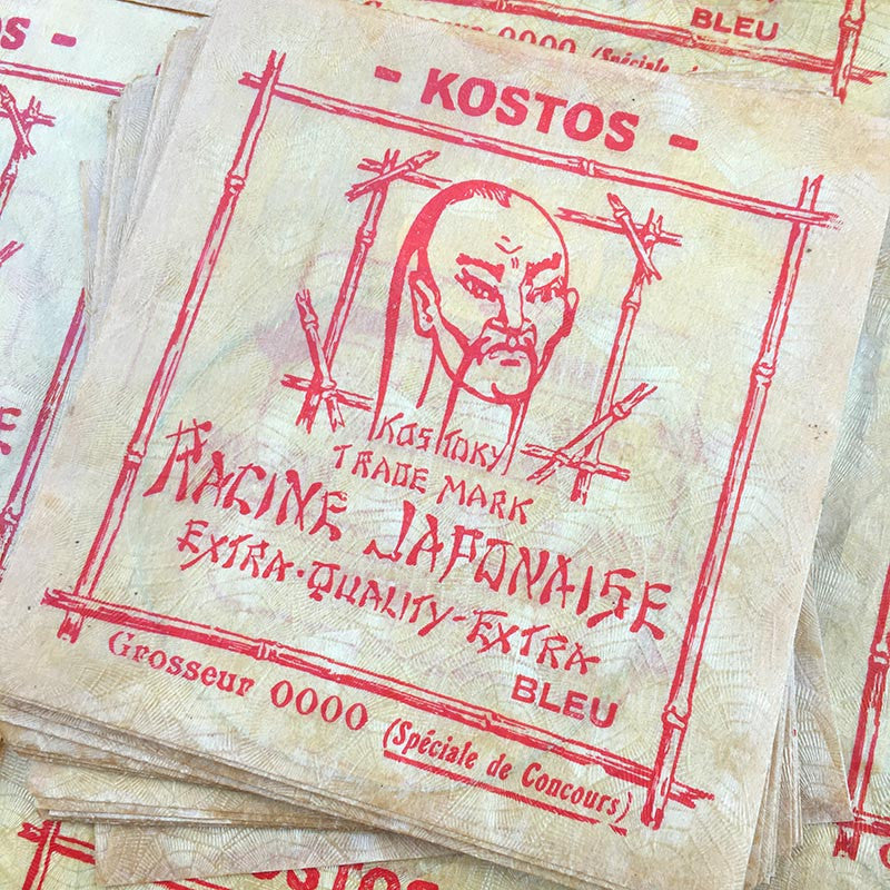 sachet fil pêche racine japonaise kostos 1930 nylon poisson ancien vintage racine emballage