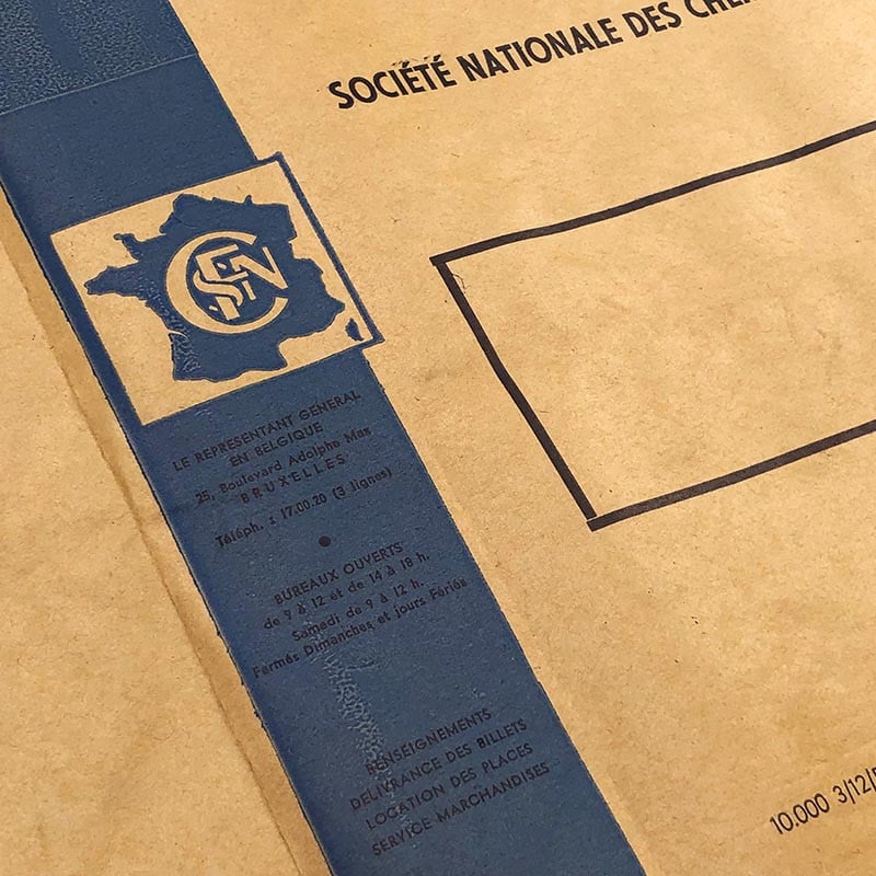 sachet ancien sncf train ligne de chemin de fer kraft ancienne vintage 1940 1945 belgique france