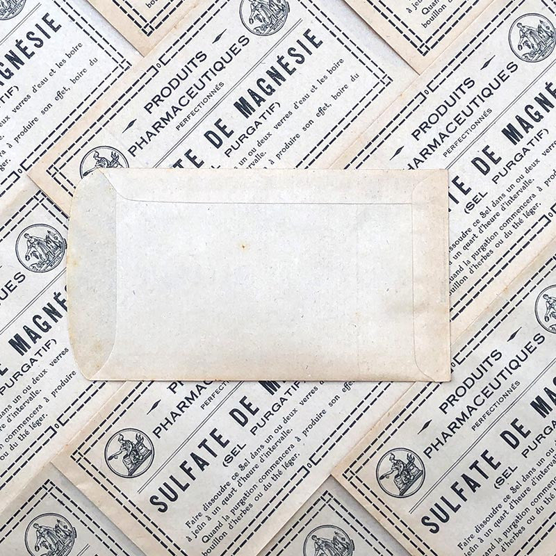 sachet sulfate de magnesie jaune pharmacie ancien stock vintage 1940 1930 emballage