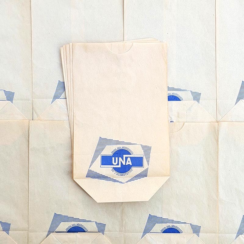 sachet papier épicerie ancienne vintage una 1960 alimentation alimentaire négociant imprimerie kraft