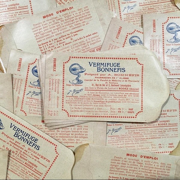 petit sachet ancien pharmacie vermifuge bonnefis vintage 1920