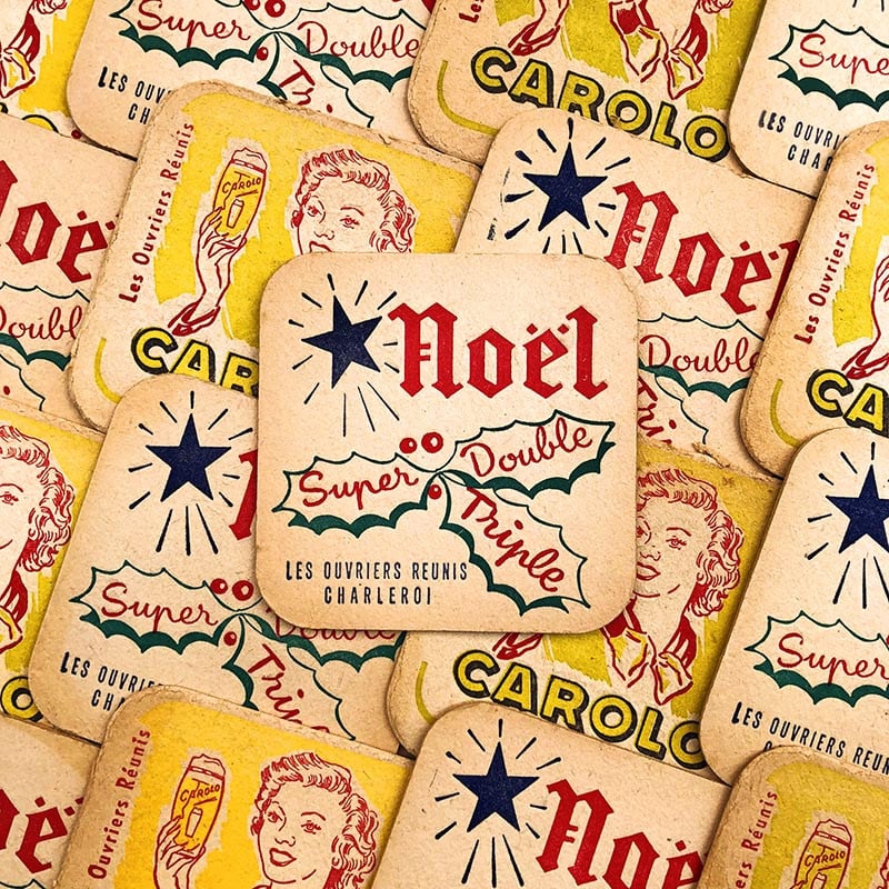 carolo pils noël triple bière alcool aperitif sous bock carton ancien vintage alcool 1960 bar café