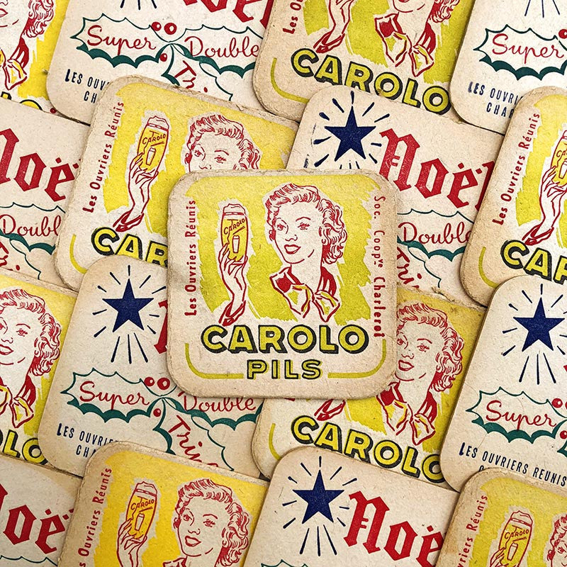 carolo pils noël triple bière alcool aperitif sous bock carton ancien vintage alcool 1960 bar café