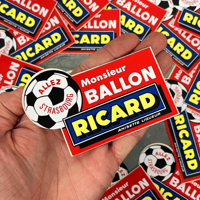 sticker autocollant monsieur ballon allez strasbourg ricard sport football 1970 1980