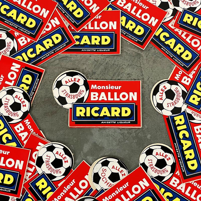 sticker autocollant monsieur ballon allez strasbourg ricard sport football 1970 1980