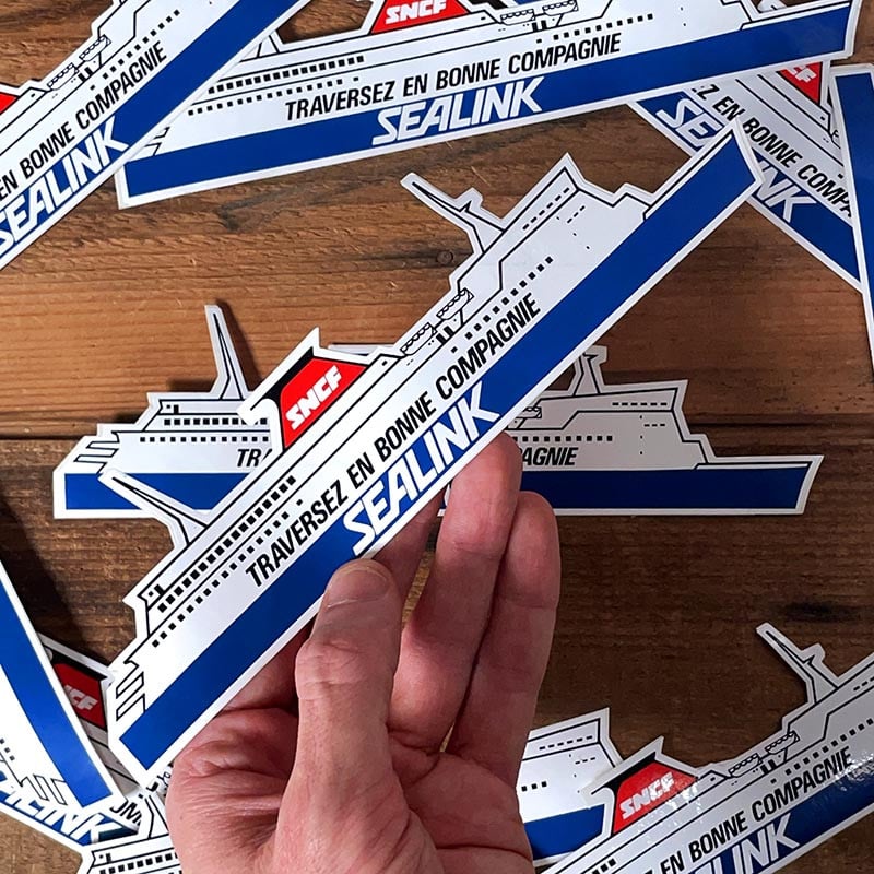 sticker autocollant ancien vintage sncf sealink paquebot manche bateau 1980 voiture auto