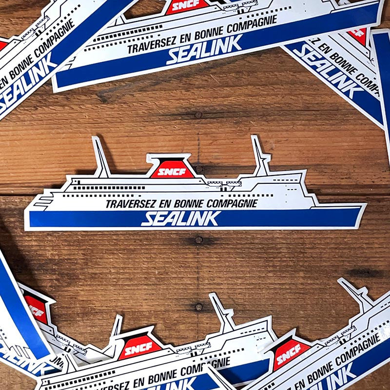sticker autocollant ancien vintage sncf sealink paquebot manche bateau 1980 voiture auto