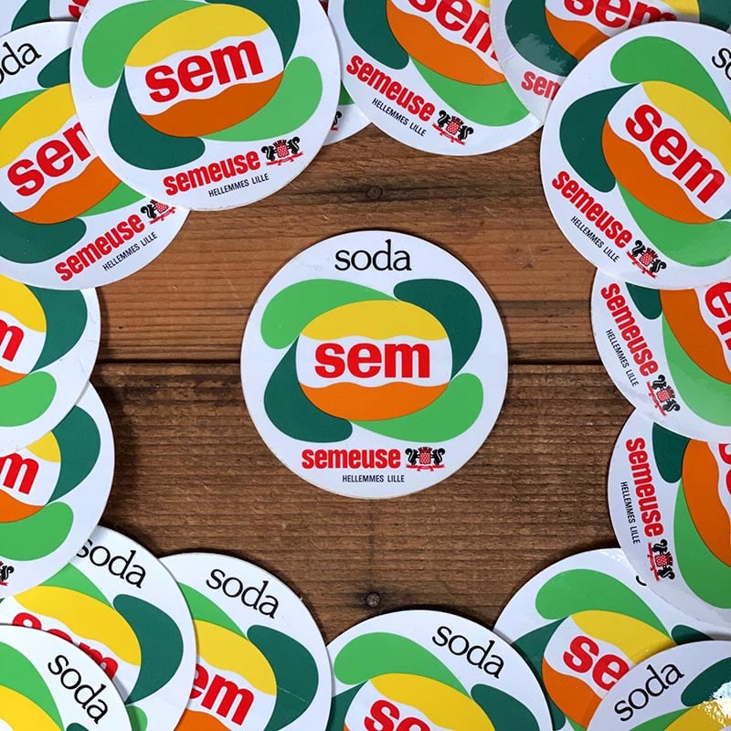 sticker autocollant ancien vintage soda sem épicerie 1970 1980