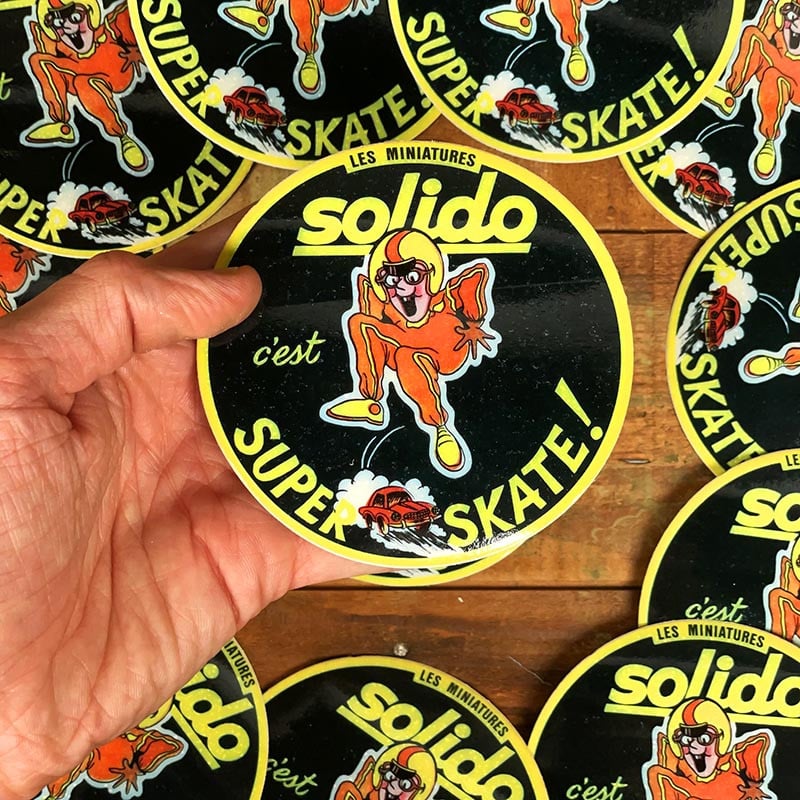 sticker autocollant ancien vintage solido super skate 1980