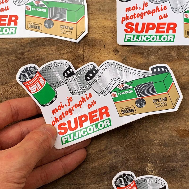 sticker fujifilm fuji fujicolor super HR photographe vintage 1970 1980 ancien vert rouge