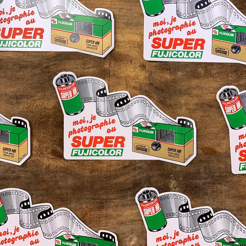 sticker fujifilm fuji fujicolor super HR photographe vintage 1970 1980 ancien vert rouge