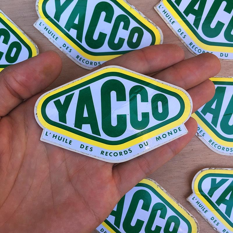 sticker yacco huile des records du monde garage voiture ancienne 1970 1980 autocollant ancien vintage