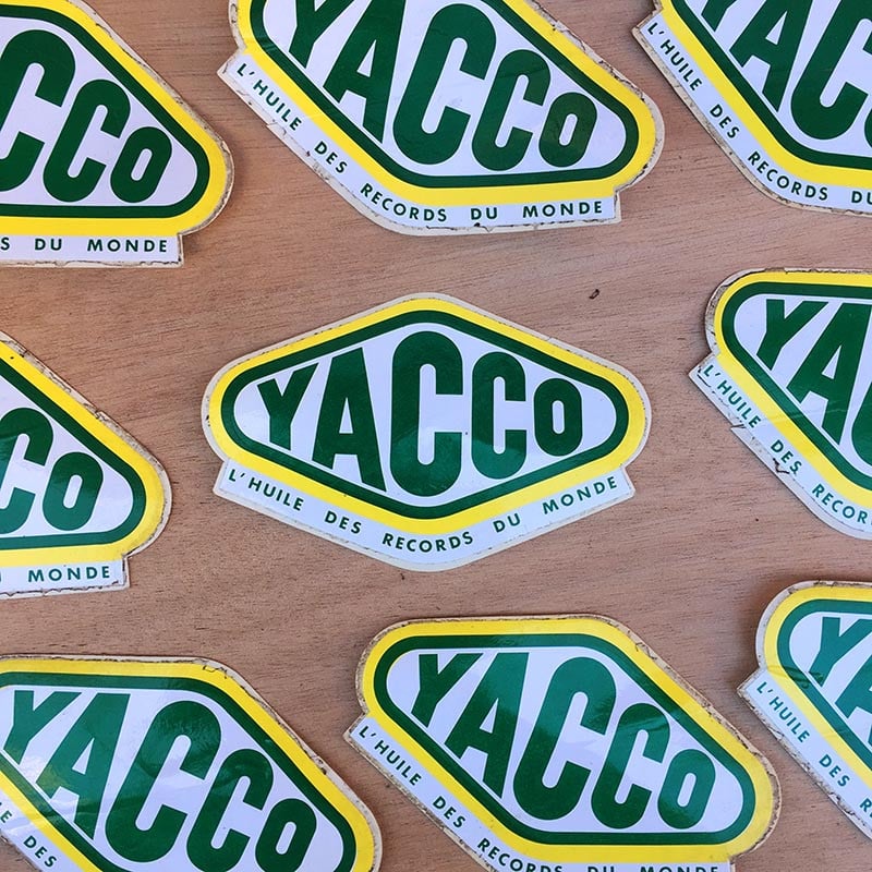 sticker yacco huile des records du monde garage voiture ancienne 1970 1980 autocollant ancien vintage