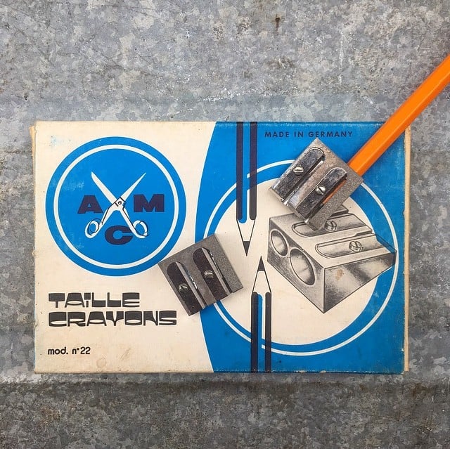 taille crayons amc métallique métal ancien vintage papeterie 1980