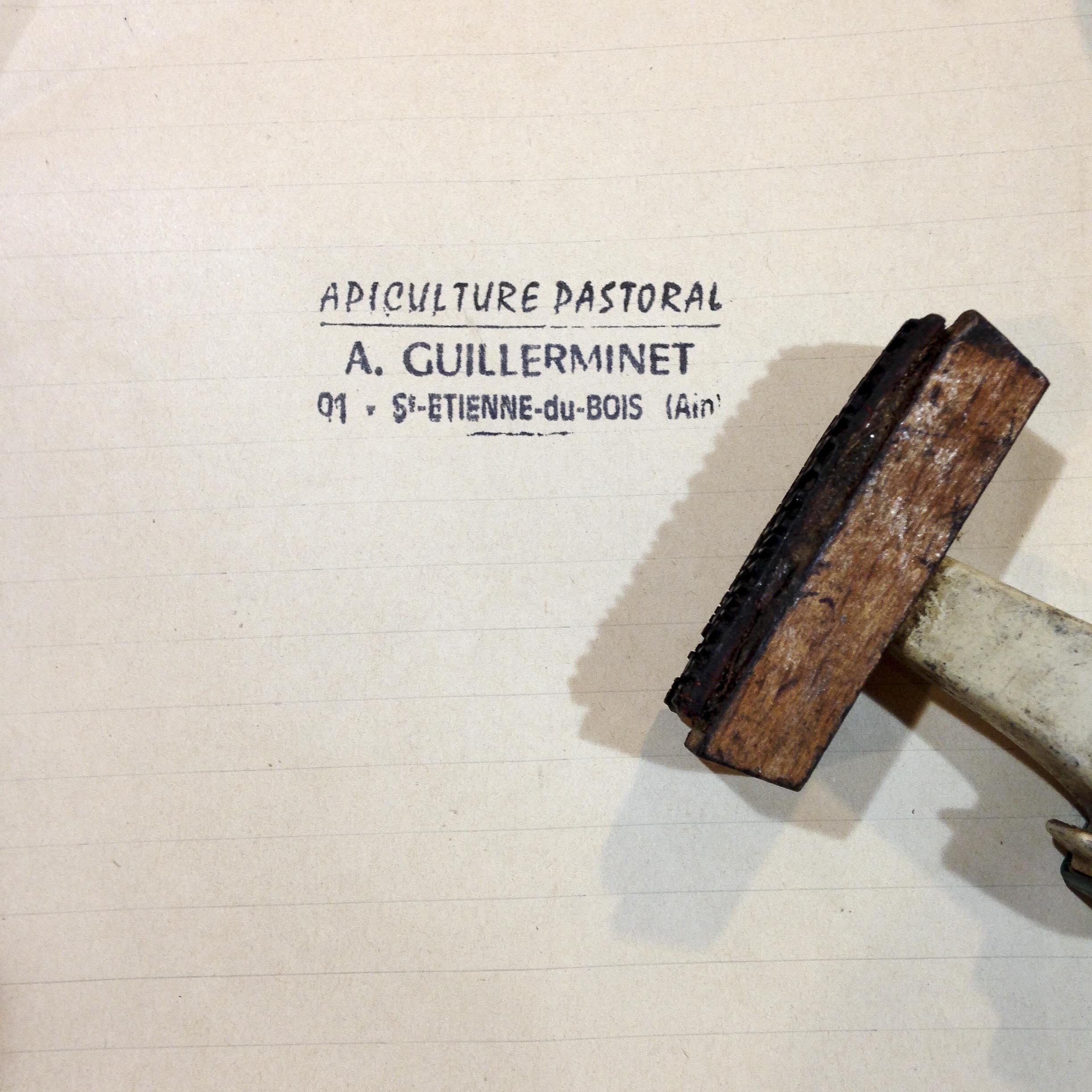 artisan bois tampon miel apiculteur ancien vintage 1960