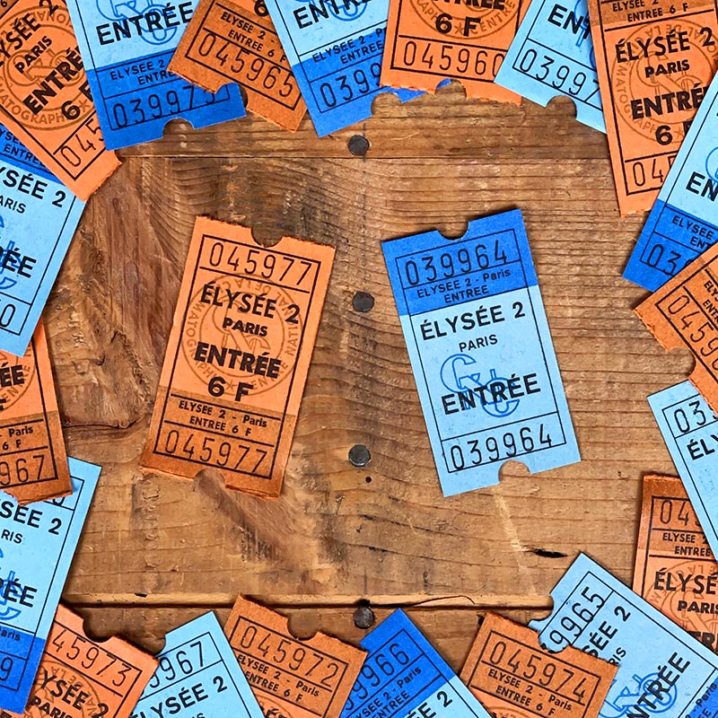 ticket de cinéma ancien séance papier petit 1960 1970 france français vintage élysée 2 paris