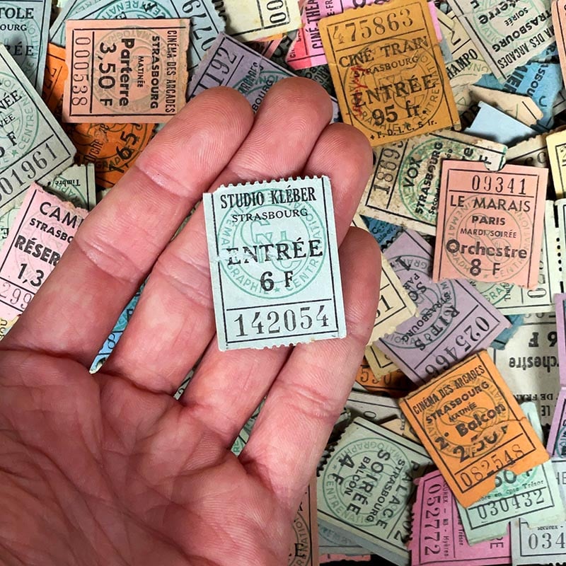 ticket de cinéma ancien séance papier petit 1950 1960 1970 france français vintage