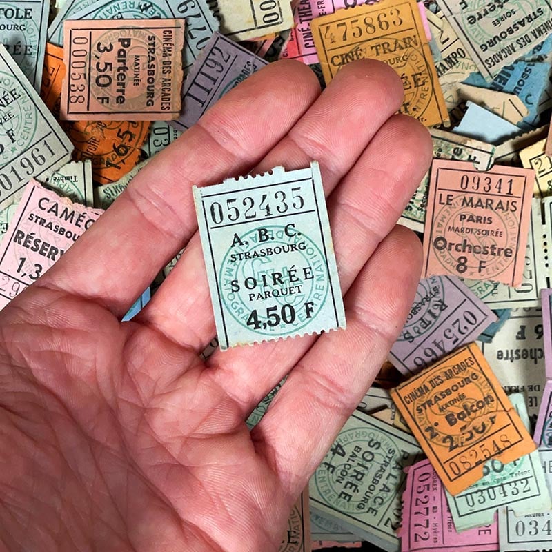 ticket de cinéma ancien séance papier petit 1950 1960 1970 france français vintage