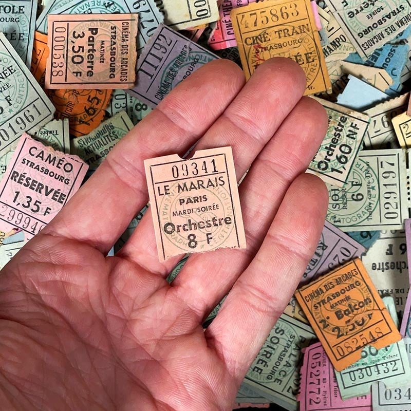 ticket de cinéma ancien séance papier petit 1950 1960 1970 france français vintage