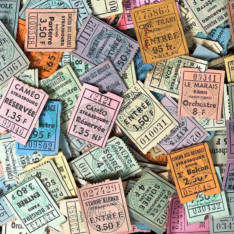 ticket de cinéma ancien séance papier petit 1950 1960 1970 france français vintage