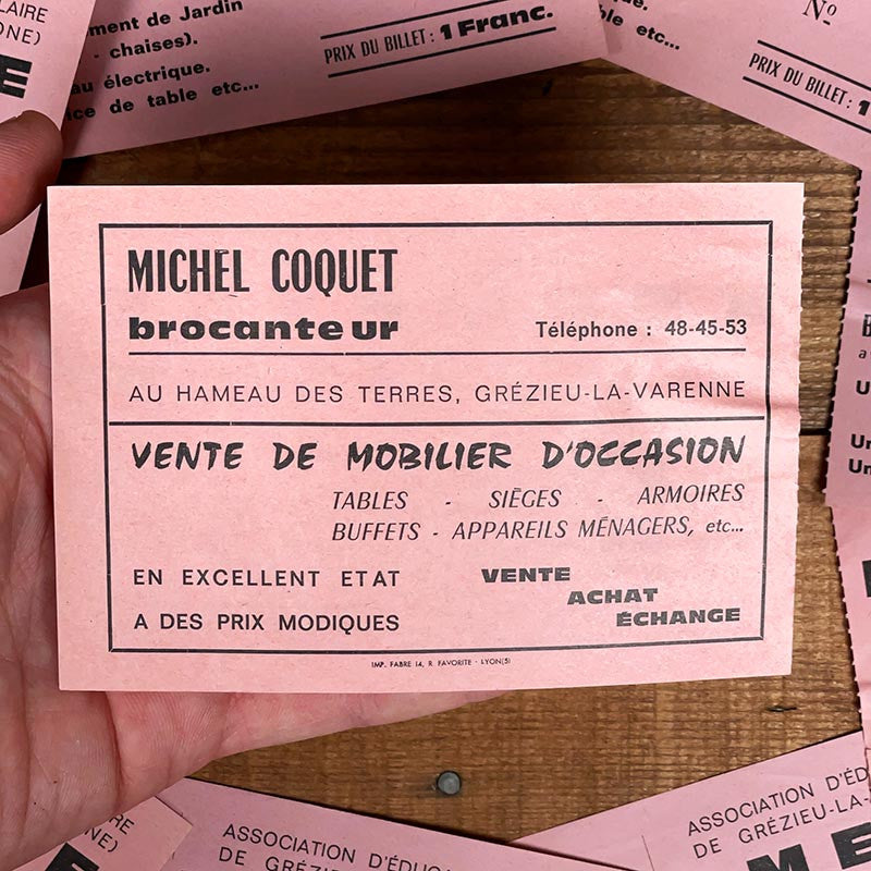 ticket de kermesse loterie 1967 grezieu la varenne france ancien vintage