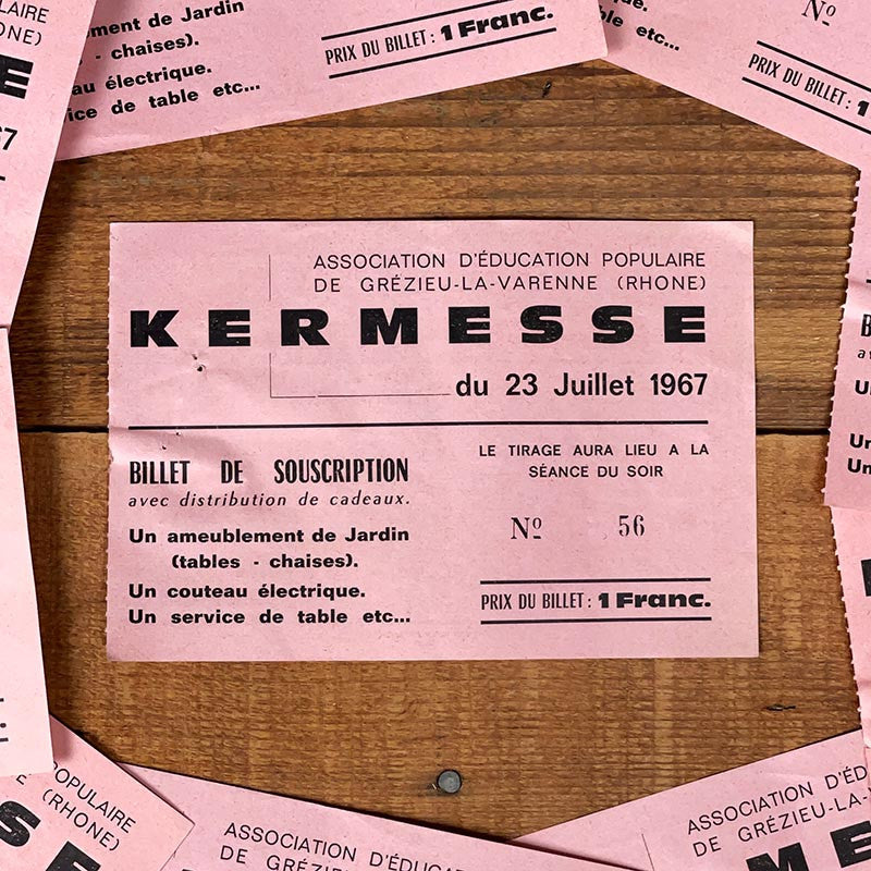 ticket de kermesse loterie 1967 grezieu la varenne france ancien vintage