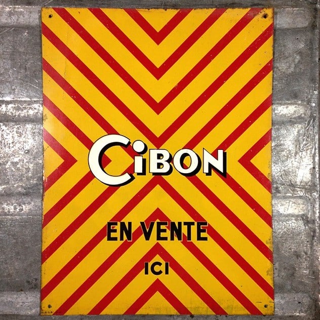 cibon plaque tôle lithographique ancien vintage époque ancienne épicerie 1960