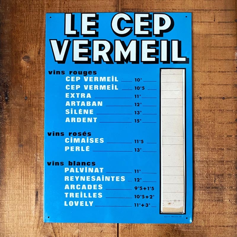 tole plaque litho ancienne indication des prix affichage bar ancien vintage 1950 1960