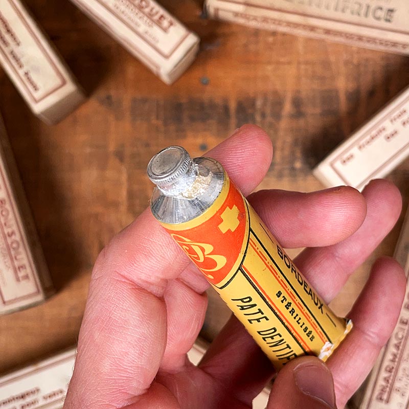 tube pate dentifrice à la glycérine ancien pharmacie bousquet 1930 dent vintage métallique