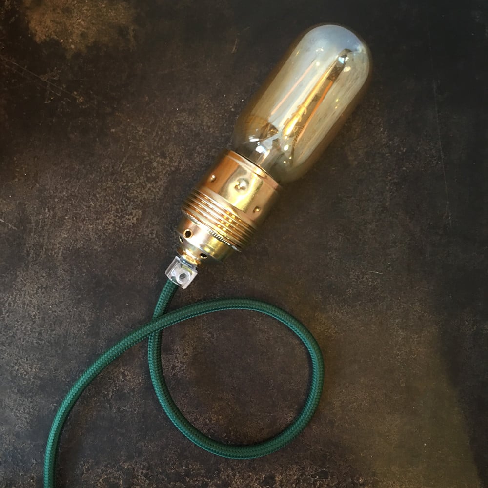 cable electrique couleur fil textile vintage tissu vert foncé rond coloré lampe luminaire