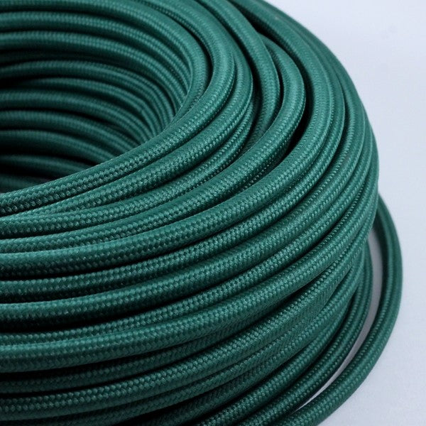 cable electrique couleur fil textile vintage tissu vert foncé rond coloré lampe luminaire