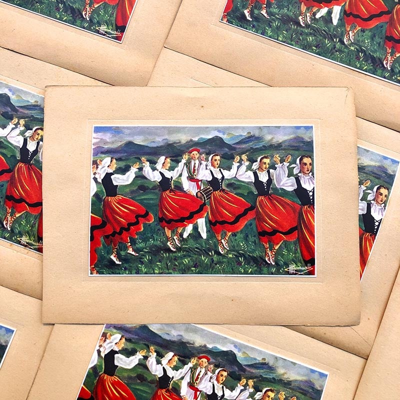 Vue Pays Basque Danse Traditionnelle 1950